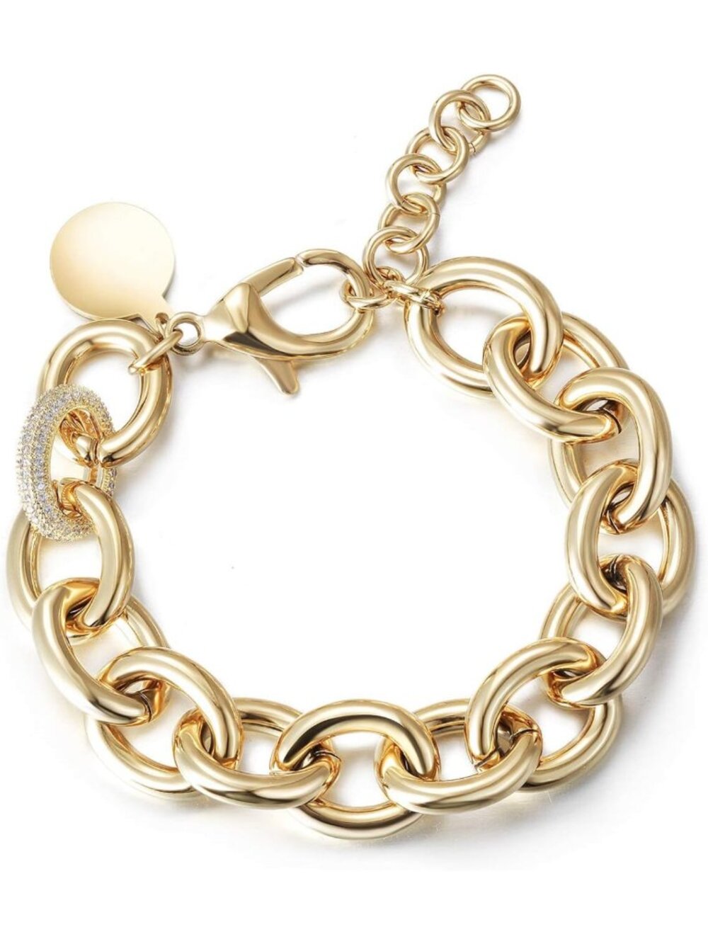 Dainty 14K Gold Plated Link Chain Bracelet & Silver Beaded Stackable Set for